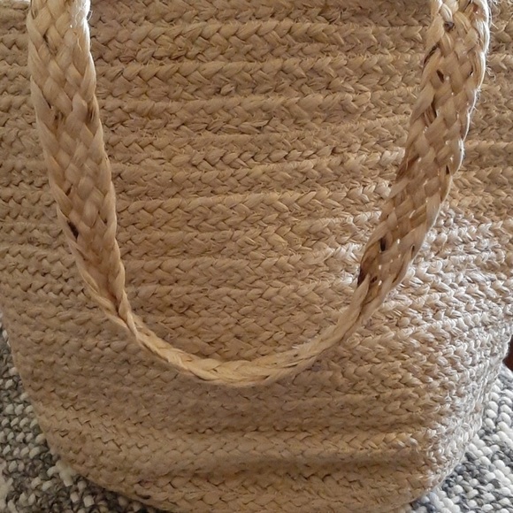 NWT J. Jill Beach Bag Straw Sand & Sea Print Fabric Interior Natural One Size - Picture 2 of 9